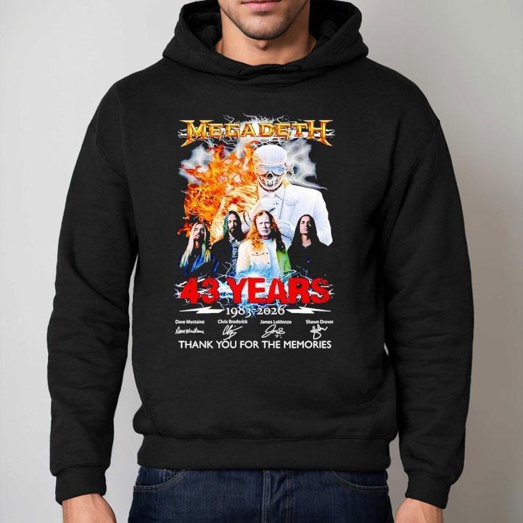 Skeleton Megadeth 43 Years 1983 2026 Thank You For The Memories Signatures Shirt Skeleton Megadeth 43 Years 1983 2026 Thank You For The Memories Signatures Shirt
