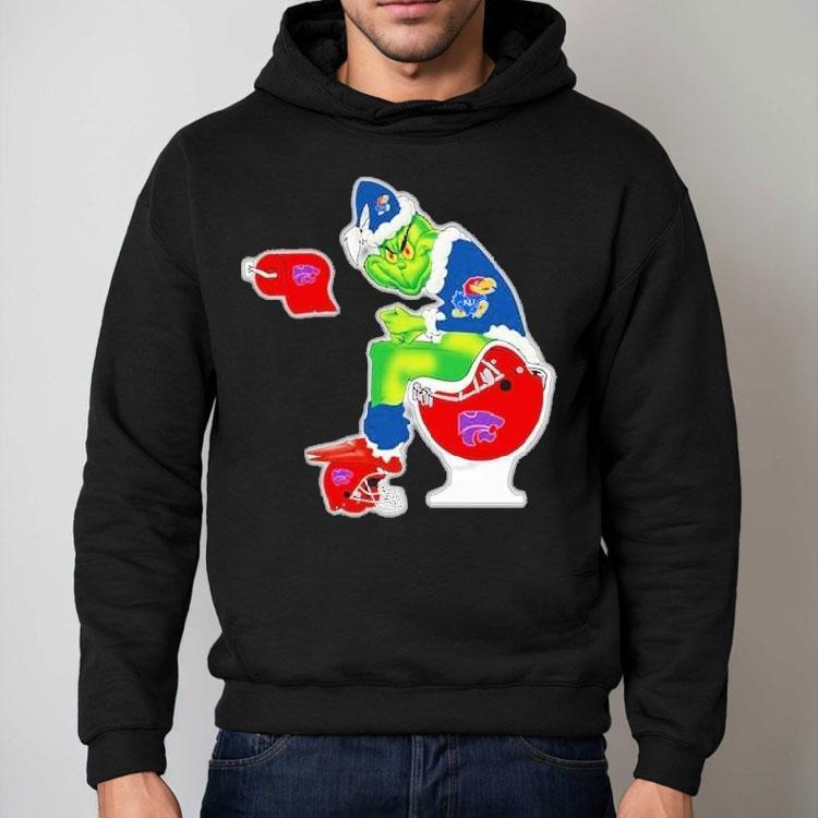 The Grinch Kansas Jayhawks Sitting On Toilet Kansas State Wildcats Xmas Holiday Christmas Shirt The Grinch Kansas Jayhawks Sitting On Toilet Kansas State Wildcats Xmas Holiday Christmas Shirt