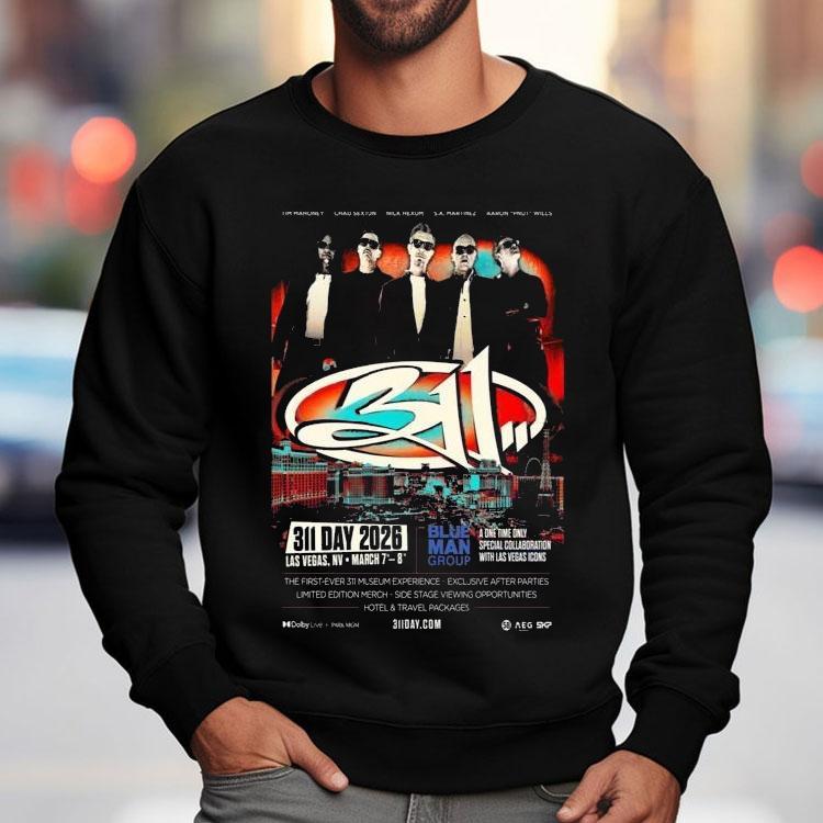 311 Tour March 7-8 2026 Las Vegas, Nv Blue Man Group Shirt 311 Tour March 7-8 2026 Las Vegas, Nv Blue Man Group Shirt