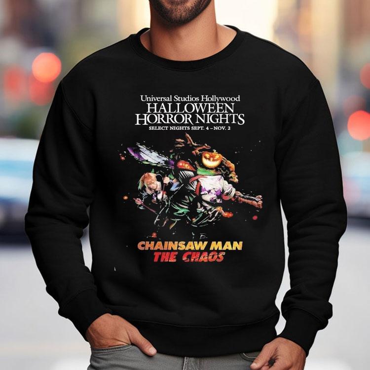 Chainsaw Man The Chaos Halloween Horror Nights Inside The Dreamworks Theatre 2025 On September 4 November 2 Shirt Chainsaw Man The Chaos Halloween Horror Nights Inside The Dreamworks Theatre 2025 On September 4 November 2 Shirt