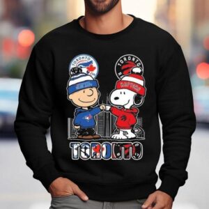 Charlie Brown Toronto Blue Jays And Snoopy Toronto Raptors Skyline Sweatshirt