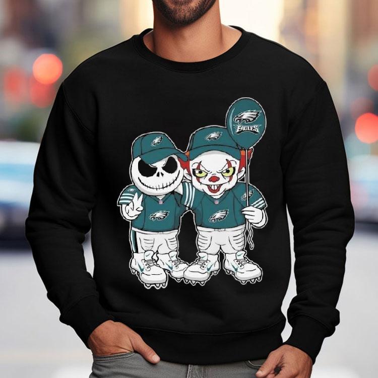 Jack Skellington And It X Philadelphia Eagles Halloween 2025 Shirt Jack Skellington And It X Philadelphia Eagles Halloween 2025 Shirt