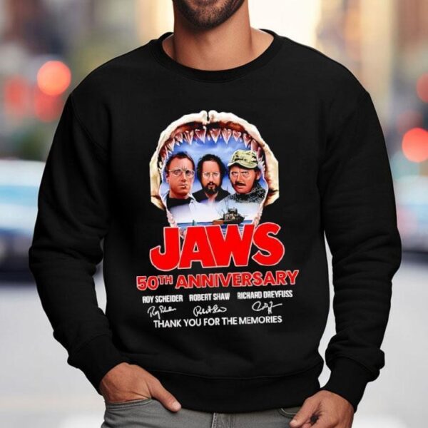 Jaws 50th Anniversary Roy Scheider Robert Shaw Richard Dreyfuss Thank You For The Memories Signatures Shirt