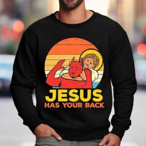 Jesus Has Your Back Santa Devil Vintage Graphic Sweatshirt