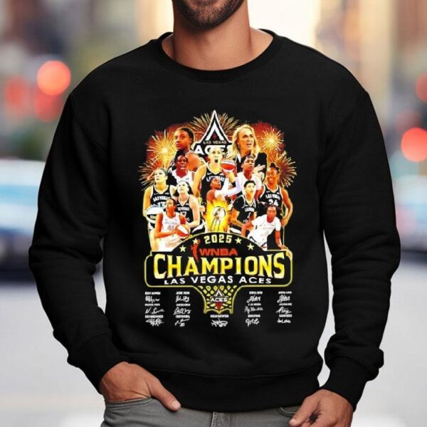 Las Vegas Aces Victory 2025 Wnba Champions Signatures Team Shirt