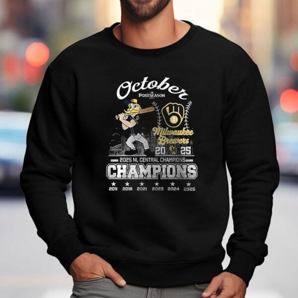 Milwaukee Brewers 2025 October Nl Central Champions Postseason Name Roster Mascot Shirt