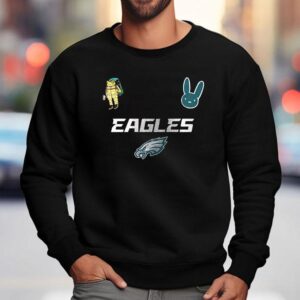 Philadelphia Eagles X Bad Bunny Super Bowl 2026 Football Logo Signature Shirt 3 Philadelphia Eagles X Bad Bunny Super Bowl Football Logo Signature Sweatshirt