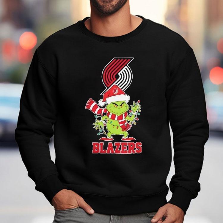 Portland Trail Blazers Christmas Grinch Santa Holiday Shirt Portland Trail Blazers Christmas Grinch Santa Holiday Shirt