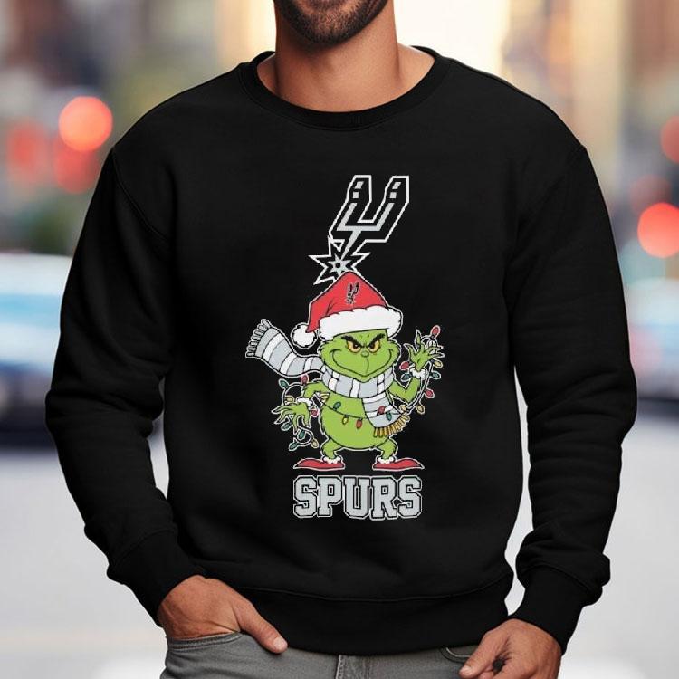 San Antonio Spurs X Grinch Santa Lights Christmas 2025 Shirt San Antonio Spurs X Grinch Santa Lights Christmas 2025 Shirt