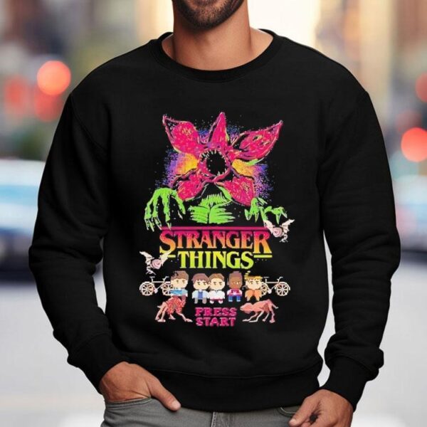 Stranger Things Eleven Mike Dustin Lucas Will Press Start Shirt