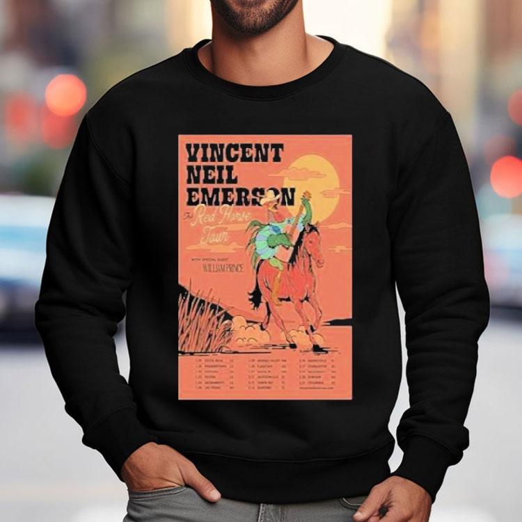 Vincent Neil Emerson The Red Horse 2026 Tour Rooster Guitar Shirt Vincent Neil Emerson The Red Horse 2026 Tour Rooster Guitar Shirt