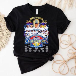 Los Angeles Dodgers Back To Back World Series Champions Signatures Shirt Los Angeles Dodgers Back To Back World Series Champions Signatures Shirt