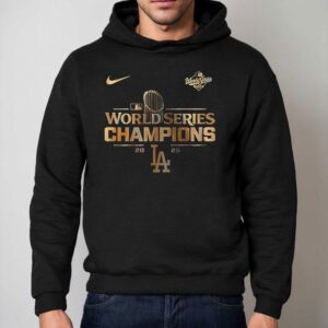 Los Angeles Dodgers World Series Champions Back To Back Golden Logo Sided Hoodie