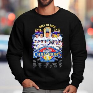 Los Angeles Dodgers Back To Back World Series Champions Signatures Shirt 3 Los Angeles Dodgers Back To Back World Series Champions Signatures Sweatshirt